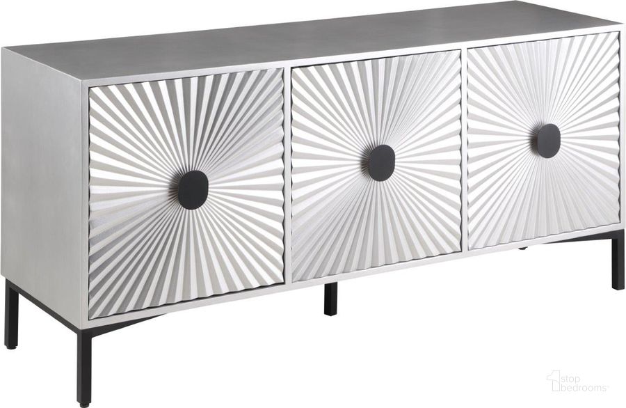The appearance of Glitz Antique Silver Sideboard/Buffet designed by Meridian in the modern / contemporary interior design. This antique silver piece of furniture  was selected by 1StopBedrooms from Glitz Collection to add a touch of cosiness and style into your home. Sku: 323. Material: Wood. Product Type: Buffets, Sideboards and Server. Image1