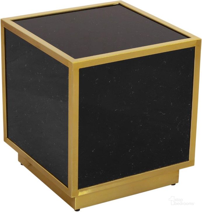 The appearance of Glitz Black Faux Marble End Table designed by Meridian in the modern / contemporary interior design. This black piece of furniture  was selected by 1StopBedrooms from Glitz Collection to add a touch of cosiness and style into your home. Sku: 243-ET. Material: Wood. Product Type: End Table. Image1