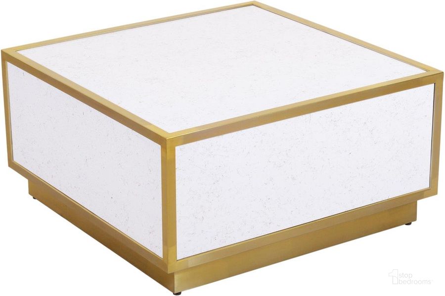 The appearance of Glitz White Faux Marble Coffee Table designed by Meridian in the modern / contemporary interior design. This white piece of furniture  was selected by 1StopBedrooms from Glitz Collection to add a touch of cosiness and style into your home. Sku: 242-CT. Material: Wood. Product Type: Coffee Table. Image1
