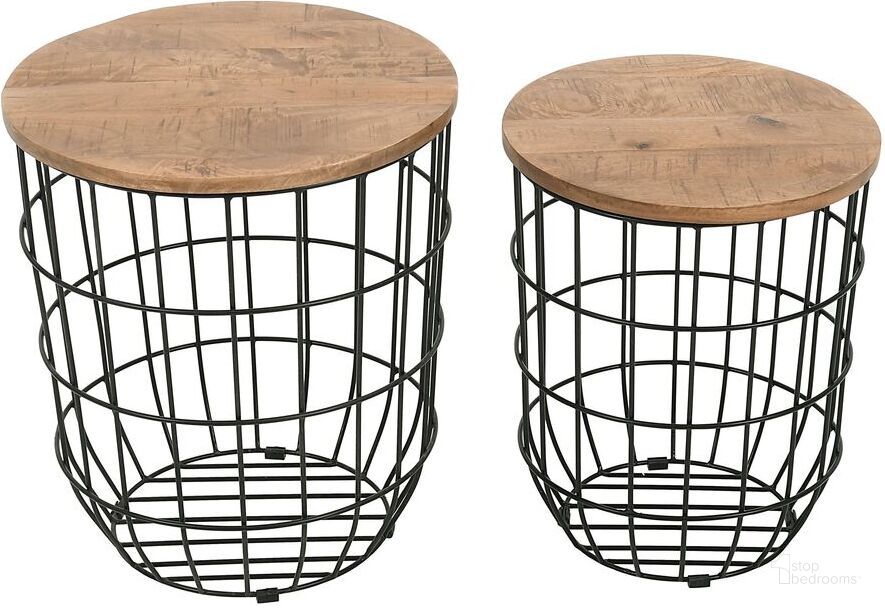 The appearance of Global Archive Nested Storage Solid Wood and Metal Basket End Tables Set of 2 In Black designed by Jofran in the modern / contemporary interior design. This black piece of furniture  was selected by 1StopBedrooms from Global Archive Collection to add a touch of cosiness and style into your home. Sku: 2330-1815BL. Product Type: End Table. Material: Iron. Image1