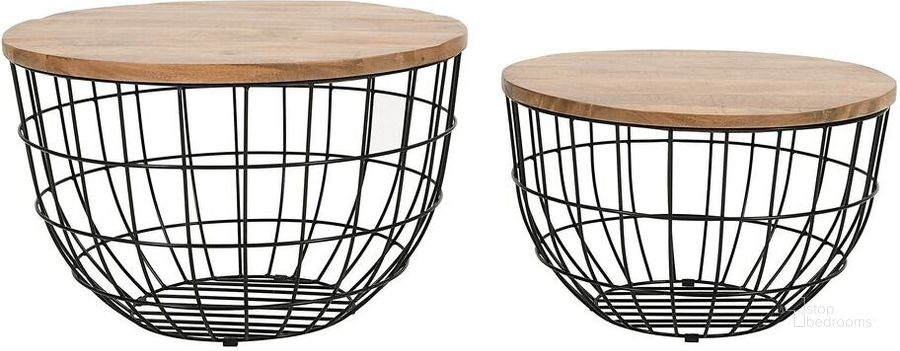 The appearance of Global Archive Rondo Nested Storage Solid Wood and Metal Basket Coffee Tables Set of 2 In Black designed by Jofran in the modern / contemporary interior design. This black piece of furniture  was selected by 1StopBedrooms from Global Archive Collection to add a touch of cosiness and style into your home. Sku: 2330-3026BL. Product Type: Coffee Table. Material: Iron. Image1