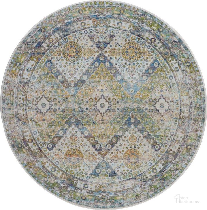 The appearance of Global Vintage Blue And Green 4 Round Area Rug designed by Nourison in the traditional interior design. This blue/green piece of furniture  was selected by 1StopBedrooms from Global Vintage Collection to add a touch of cosiness and style into your home. Sku: 99446458766. Material: Polypropylene. Product Type: Area Rugs. Image1