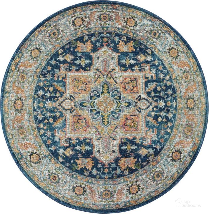 The appearance of Global Vintage Blue And Multicolor 6 Round Area Rug designed by Nourison in the traditional interior design. This blue and multicolor piece of furniture  was selected by 1StopBedrooms from Global Vintage Collection to add a touch of cosiness and style into your home. Sku: 99446707468. Material: Polypropylene. Product Type: Area Rugs. Image1