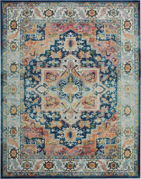 The appearance of Global Vintage Blue And Multicolor 8 X 10 Area Rug designed by Nourison in the traditional interior design. This blue and multicolor piece of furniture  was selected by 1StopBedrooms from Global Vintage Collection to add a touch of cosiness and style into your home. Sku: 99446707475. Material: Polypropylene. Product Type: Area Rugs. Image1
