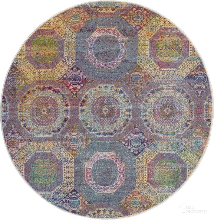The appearance of Global Vintage Multicolor 4 Round Area Rug designed by Nourison in the transitional interior design. This multicolor piece of furniture  was selected by 1StopBedrooms from Global Vintage Collection to add a touch of cosiness and style into your home. Sku: 99446458407. Material: Polypropylene. Product Type: Area Rugs. Image1