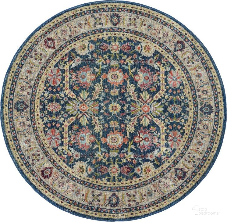 The appearance of Global Vintage Nav And Multicolor 4 Round Area Rug designed by Nourison in the traditional interior design. This navy and multicolor piece of furniture  was selected by 1StopBedrooms from Global Vintage Collection to add a touch of cosiness and style into your home. Sku: 99446707857. Material: Polypropylene. Product Type: Area Rugs. Image1