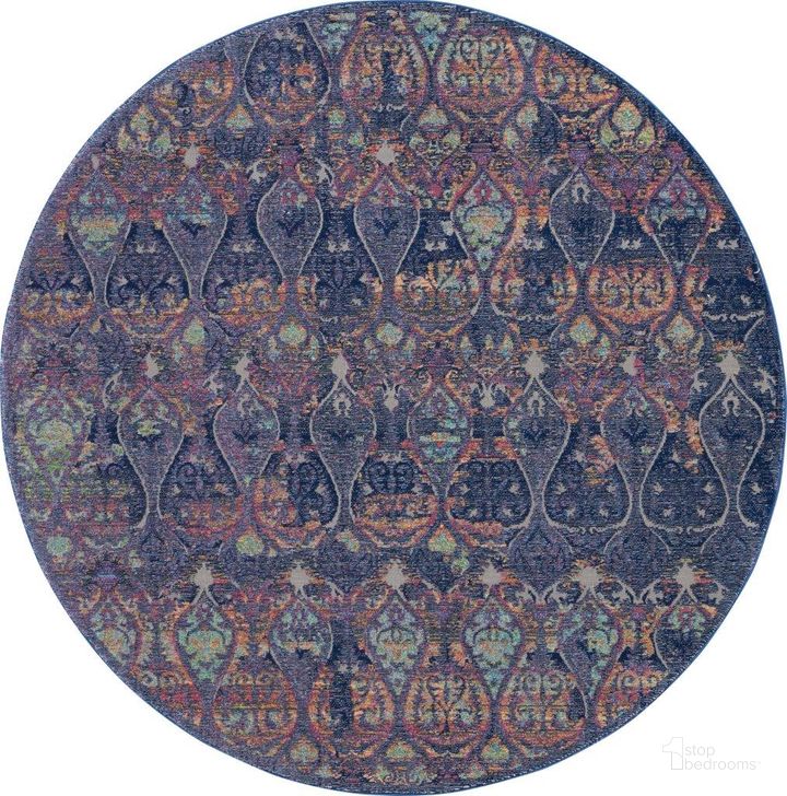 The appearance of Global Vintage Navy And Multicolor 4 Round Area Rug designed by Nourison in the transitional interior design. This navy and multicolor piece of furniture  was selected by 1StopBedrooms from Global Vintage Collection to add a touch of cosiness and style into your home. Sku: 99446458902. Material: Polypropylene. Product Type: Area Rugs. Image1