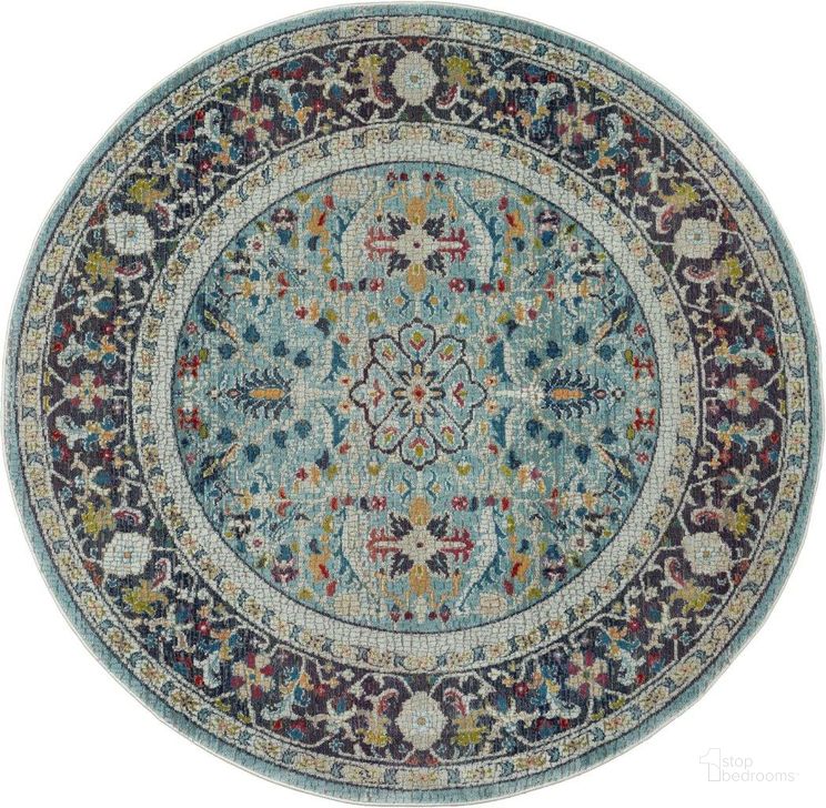 The appearance of Global Vintage Teal And Multicolor 4 Round Area Rug designed by Nourison in the traditional interior design. This teal and multicolor piece of furniture  was selected by 1StopBedrooms from Global Vintage Collection to add a touch of cosiness and style into your home. Sku: 99446708205. Material: Polypropylene. Product Type: Area Rugs. Image1