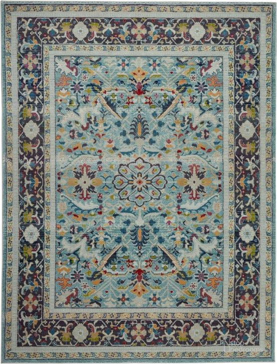 The appearance of Global Vintage Teal And Multicolor 8 X 10 Area Rug designed by Nourison in the traditional interior design. This teal and multicolor piece of furniture  was selected by 1StopBedrooms from Global Vintage Collection to add a touch of cosiness and style into your home. Sku: 99446708243. Material: Polypropylene. Product Type: Area Rugs. Image1