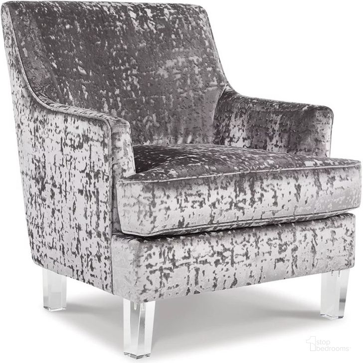 The appearance of Gloriann Pewter Accent Chair designed by Signature Design by Ashley in the modern / contemporary interior design. This pewter piece of furniture  was selected by 1StopBedrooms from Gloriann Collection to add a touch of cosiness and style into your home. Sku: A3000105. Material: Fabric. Product Type: Accent Chair. Image1