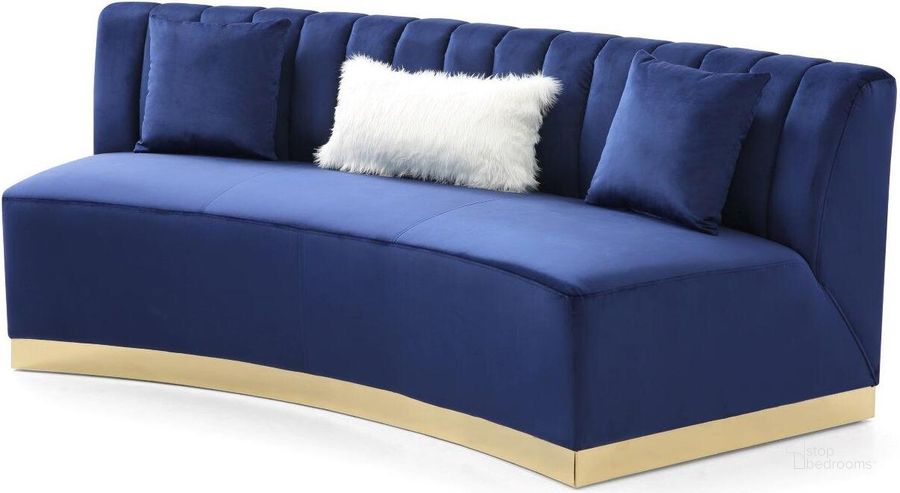 The appearance of Glory Brentwood Sofa Blue designed by Glory in the modern / contemporary interior design. This blue piece of furniture  was selected by 1StopBedrooms from Brentwood Collection to add a touch of cosiness and style into your home. Sku: G0432-S-Curved Sofa. Material: Steel. Product Type: Sofa. Image1