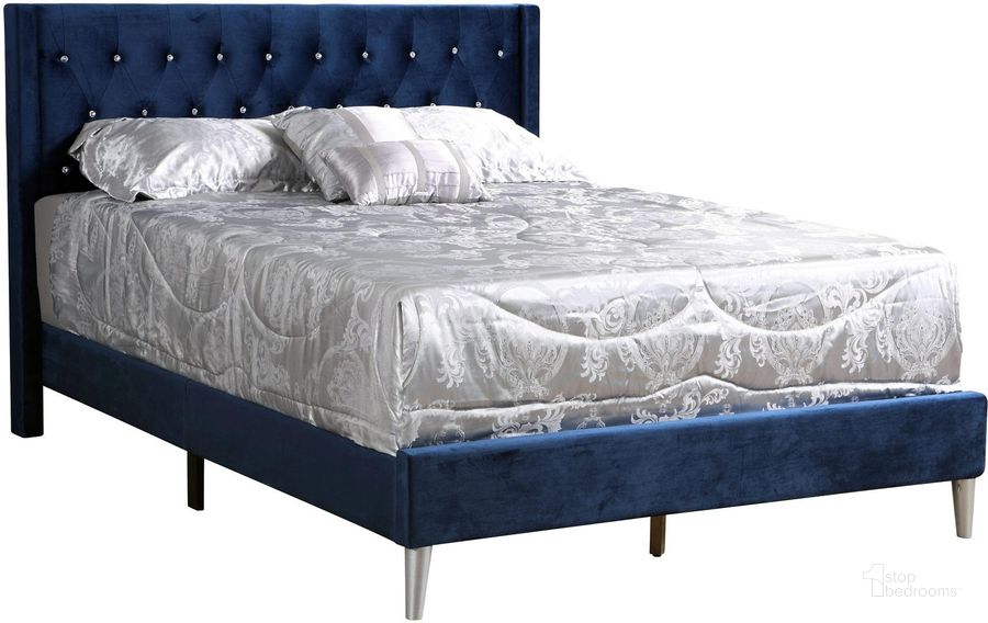The appearance of Glory Furniture Bergen Full Bed, Navy Blue designed by Glory in the transitional interior design. This navy blue piece of furniture  was selected by 1StopBedrooms from Bergen Collection to add a touch of cosiness and style into your home. Sku: G1629-FB-UP-Full Bed. Bed Type: Platform Bed. Material: Wood. Product Type: Platform Bed. Bed Size: Full. Image1