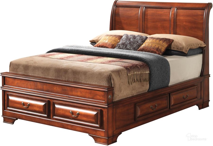 The appearance of Glory Furniture G8850 King Bed With Six Drawers in Cherry designed by Glory in the traditional interior design. This cherry piece of furniture  was selected by 1StopBedrooms from G8850 Collection to add a touch of cosiness and style into your home. Sku: G8850A-KB-King Bed  Headboard;G8850A-KB-King Storage Bed  Footboard;G8850A-KB-King Storage Bed  Rails;G8850A-KB-King Storage Bed  Drawers for Rails;G8850A-KB-King Storage Bed  Drawers for Rails;G8850A-KB-King Storage Bed  Drawers for Footboard. Bed Type: Storage Bed. Material: Wood. Product Type: Storage Bed. Bed Size: King. Image1