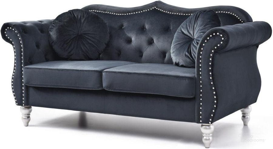 The appearance of Glory Furniture Hollywood Black Loveseat designed by Glory in the transitional interior design. This black piece of furniture  was selected by 1StopBedrooms from Hollywood Collection to add a touch of cosiness and style into your home. Sku: G0663A-L-Loveseat Base and Cushions;G0663A-L-Loveseat Arms. Material: Wood. Product Type: Loveseat. Image1