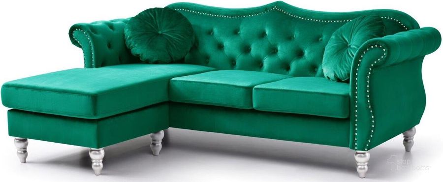 The appearance of Glory Furniture Hollywood Green Sofa Chaise designed by Glory in the transitional interior design. This green piece of furniture  was selected by 1StopBedrooms from Hollywood Collection to add a touch of cosiness and style into your home. Sku: G0662B-SC-Sectional Components;G0662B-SC-Sectional Components;G0662B-SC-Sectional Components. Material: Wood. Product Type: Chaise. Image1