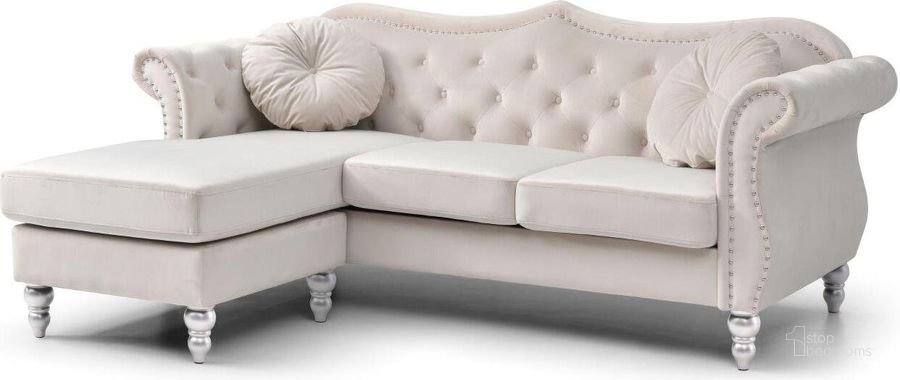 The appearance of Glory Furniture Hollywood Ivory Sofa Chaise designed by Glory in the transitional interior design. This ivory piece of furniture  was selected by 1StopBedrooms from Hollywood Collection to add a touch of cosiness and style into your home. Sku: G0667B-SC-Sectional Components;G0667B-SC-Sectional Components;G0667B-SC-Sectional Components. Material: Wood. Product Type: Chaise. Image1