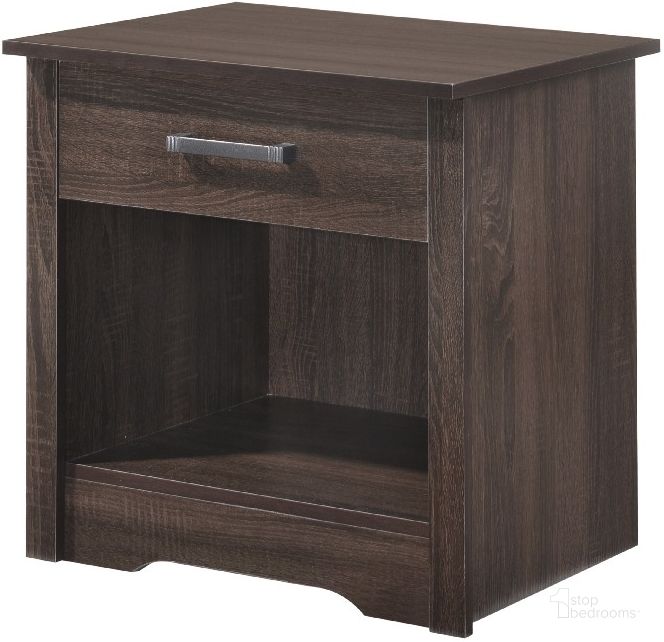 The appearance of Glory Furniture Hudson 1 Drawer Nightstand, Dark Brown designed by Glory in the modern / contemporary interior design. This dark brown piece of furniture  was selected by 1StopBedrooms from Hudson Collection to add a touch of cosiness and style into your home. Sku: G031-N-Nightstand. Material: Wood. Product Type: Nightstand. Image1
