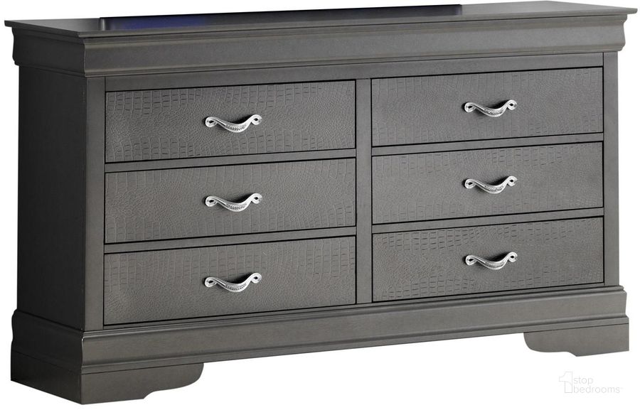 The appearance of Glory Furniture Lorana Charcoal Dresser designed by Glory in the modern / contemporary interior design. This charcoal piece of furniture  was selected by 1StopBedrooms from Lorana Collection to add a touch of cosiness and style into your home. Sku: G6502-D-Dresser. Material: Wood. Product Type: Dresser. Image1