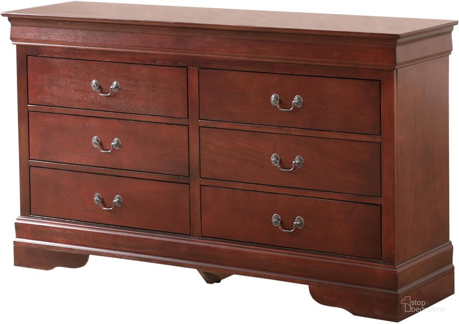 The appearance of Glory Furniture LouisPhillipe Dresser, Cherry designed by Glory in the traditional interior design. This cherry piece of furniture  was selected by 1StopBedrooms from Louis Philippe Collection to add a touch of cosiness and style into your home. Sku: G02100-D-Dresser. Material: Wood. Product Type: Dresser. Image1