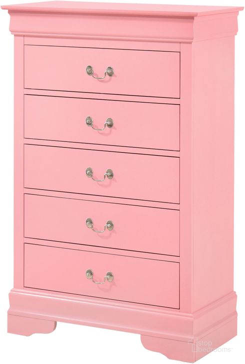 The appearance of Glory Furniture LouisPhillipe Chest, Pink designed by Glory in the coastal interior design. This pink piece of furniture  was selected by 1StopBedrooms from Louis Philippe Collection to add a touch of cosiness and style into your home. Sku: G02104-CH-Chest. Material: Wood. Product Type: Chest. Image1