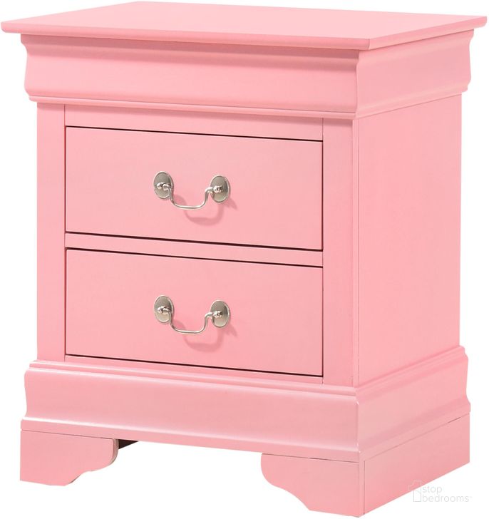 The appearance of Glory Furniture LouisPhillipe Nightstand, Pink designed by Glory in the coastal interior design. This pink piece of furniture  was selected by 1StopBedrooms from Louis Philippe Collection to add a touch of cosiness and style into your home. Sku: G02104-N-Nightstand. Material: Wood. Product Type: Nightstand. Image1