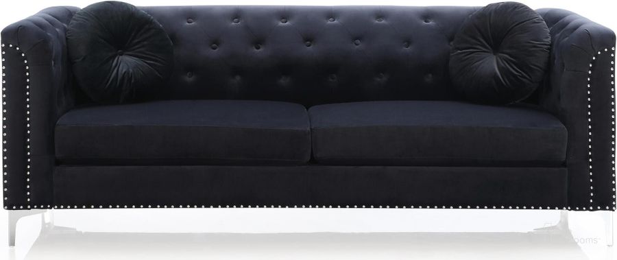 The appearance of Glory Furniture Pompano Sofa, Black designed by Glory in the modern / contemporary interior design. This black piece of furniture  was selected by 1StopBedrooms from Pompano Collection to add a touch of cosiness and style into your home. Sku: G893A-S-BACK, SEAT PANEL SUPPORT, FRONT RAILS, SEAT PANEL,;G893A-S-HARDWARE, ARMS, LEGS, SEAT CUSHION, PILLOW. Material: Wood. Product Type: Sofa. Image1