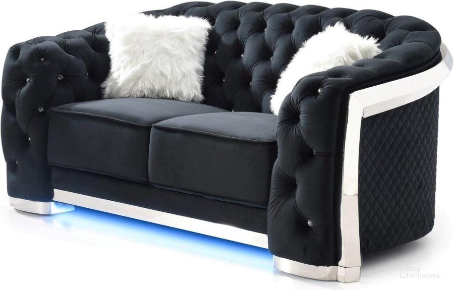The appearance of Glory Furniture Sapphire Black Loveseat designed by Glory in the glam interior design. This black piece of furniture  was selected by 1StopBedrooms from Sapphire Collection to add a touch of cosiness and style into your home. Sku: G0593A-L. Product Type: Loveseat. Material: Foam. Image1