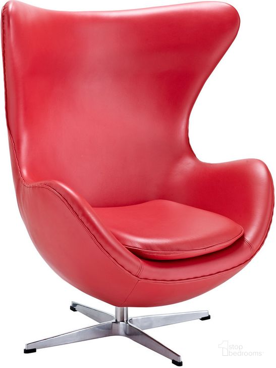 The appearance of Glove Leather Lounge Chair In Red designed by Modway in the  interior design. This red piece of furniture  was selected by 1StopBedrooms from Glove Collection to add a touch of cosiness and style into your home. Sku: EEI-528-RED. Material: Aluminium. Product Type: Lounge Chair. Image1