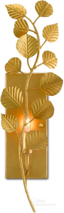 The appearance of Golden Eucalyptus Wall Sconce designed by Currey & Company in the modern / contemporary interior design. This gold piece of furniture  was selected by 1StopBedrooms from Aviva Stanoff Collection to add a touch of cosiness and style into your home. Sku: 5000-0189. Product Type: Wall Sconce. Material: Iron. Image1