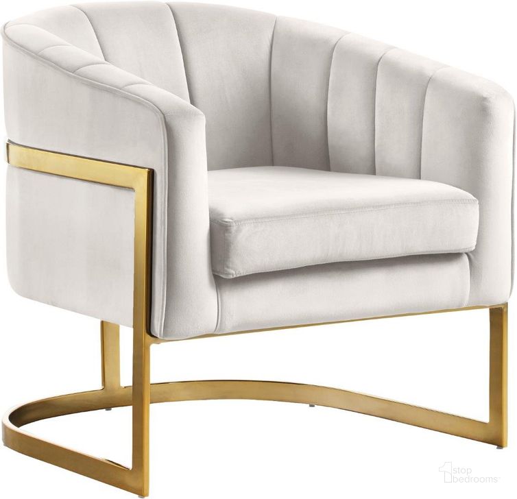 The appearance of Goodman Cream Velvet Chair designed by Furnique in the modern / contemporary interior design. This cream velvet piece of furniture  was selected by 1StopBedrooms from Goodman Collection to add a touch of cosiness and style into your home. Sku: 515Cream. Product Type: Accent Chair. Material: Velvet. Image1