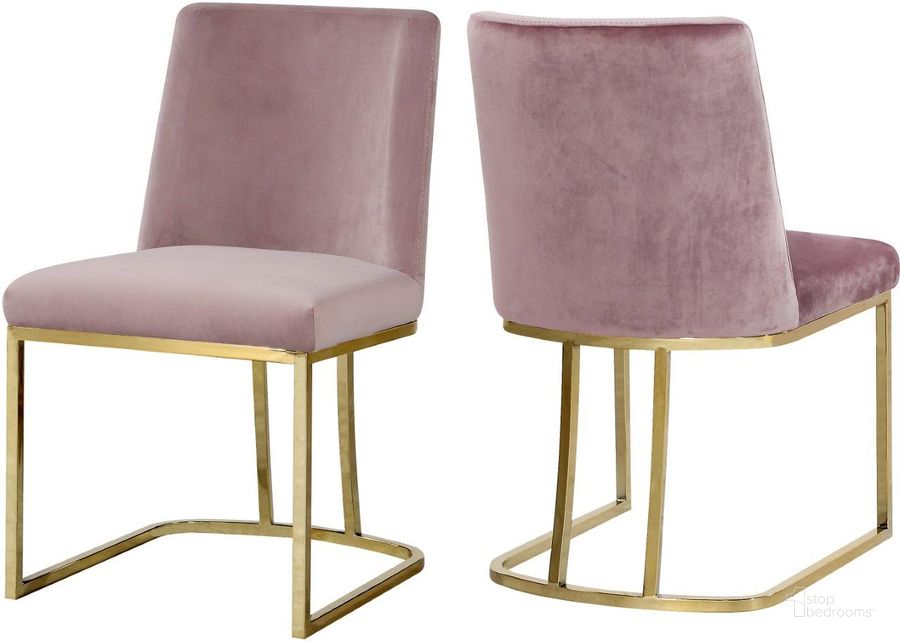 The appearance of Gordondale Pink Velvet Dining Chair Set of 2 designed by Furnique in the modern / contemporary interior design. This pink velvet piece of furniture  was selected by 1StopBedrooms from Gordondale Collection to add a touch of cosiness and style into your home. Sku: 776Pink-C. Material: Metal. Product Type: Dining Chair. Image1