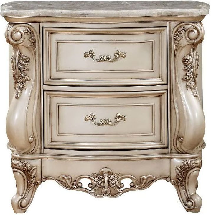 The appearance of Gorsedd Nightstand designed by ACME in the transitional interior design. This antique white piece of furniture  was selected by 1StopBedrooms from Gorsedd Collection to add a touch of cosiness and style into your home. Sku: 27443. Product Type: Nightstand. Material: MDF. Image1