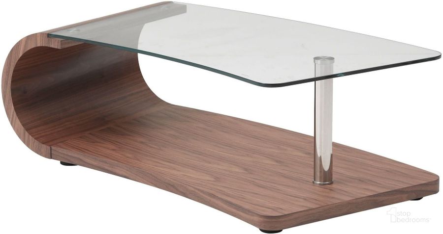The appearance of Grace Walnut and Glass Coffee Table designed by J&M in the modern / contemporary interior design. This brown piece of furniture  was selected by 1StopBedrooms from Grace Collection to add a touch of cosiness and style into your home. Sku: 17427. Material: Glass. Product Type: Coffee Table. Table Top Shape: Rectangular. Image1