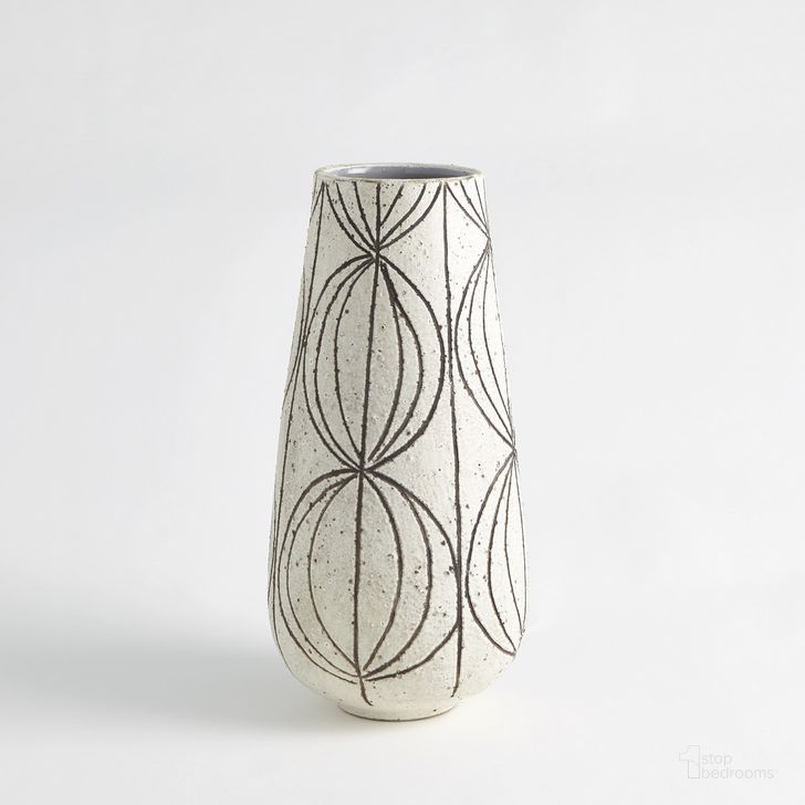 The appearance of Graffiti Vase In White designed by Global Views in the modern / contemporary interior design. This white piece of furniture  was selected by 1StopBedrooms from Graffiti Collection to add a touch of cosiness and style into your home. Sku: 7.30168. Material: Ceramic. Product Type: Vase. Image1