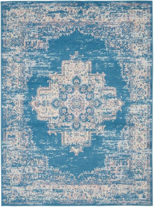 The appearance of Grafix Blue 5 X 7 Area Rug designed by Nourison in the transitional interior design. This blue piece of furniture  was selected by 1StopBedrooms from Grafix Collection to add a touch of cosiness and style into your home. Sku: 99446477910. Material: Polypropylene. Product Type: Area Rugs. Image1