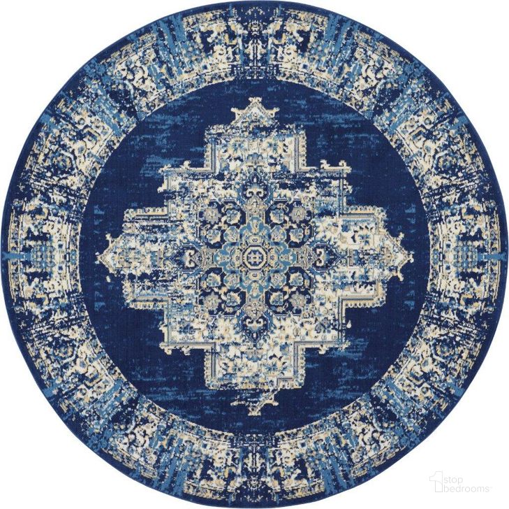 The appearance of Grafix Navy Blue 8 Round Area Rug designed by Nourison in the transitional interior design. This navy blue piece of furniture  was selected by 1StopBedrooms from Grafix Collection to add a touch of cosiness and style into your home. Sku: 99446459015. Material: Polypropylene. Product Type: Area Rugs. Image1