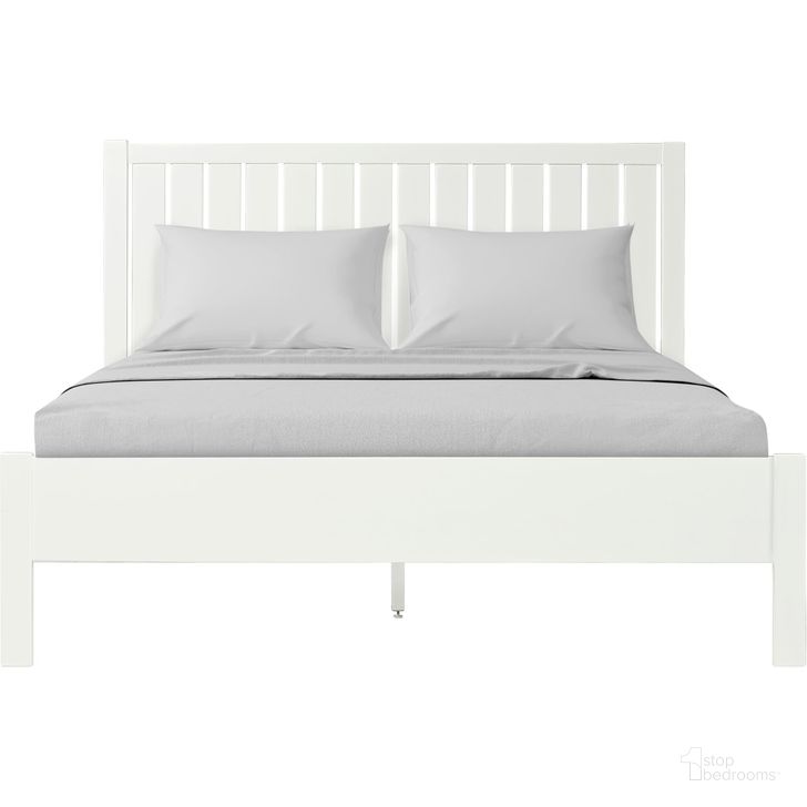 The appearance of Graham Wooden King Platform Bed In White designed by Camden Isle Furniture in the modern / contemporary interior design. This white piece of furniture  was selected by 1StopBedrooms from Graham Collection to add a touch of cosiness and style into your home. Sku: 114433-1;110402. Bed Type: Platform Bed. Material: Wood. Product Type: Platform Bed. Bed Size: King. Image1