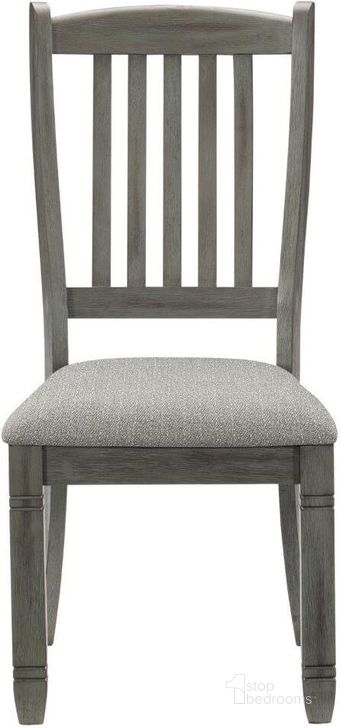 The appearance of Granby Antique Gray Side Chair Set Of 2 designed by Homelegance in the transitional interior design. This gray piece of furniture  was selected by 1StopBedrooms from Granby Collection to add a touch of cosiness and style into your home. Sku: 5627GYS. Product Type: Side Chair. Material: Textured. Image1