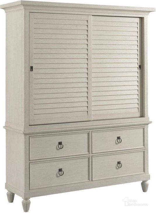 The appearance of Grand Bay Media Wardrobe designed by American Drew in the traditional interior design. This white piece of furniture  was selected by 1StopBedrooms from Grand Bay Collection to add a touch of cosiness and style into your home. Sku: 016-270R. Material: Wood. Product Type: Wardrobe. Image1