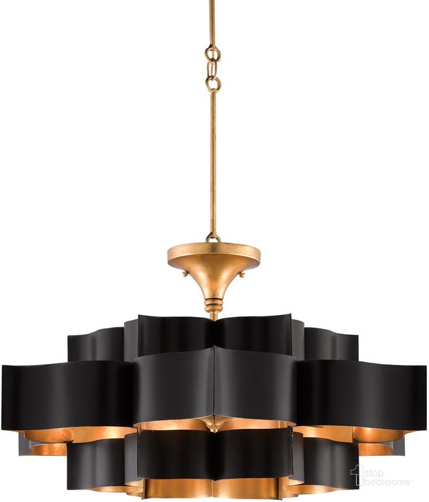 The appearance of Grand Lotus Large Black Chandelier designed by Currey & Company in the modern / contemporary interior design. This black piece of furniture  was selected by 1StopBedrooms from Grand Lotus Collection to add a touch of cosiness and style into your home. Sku: 9000-0429. Product Type: Chandelier. Material: Iron. Image1