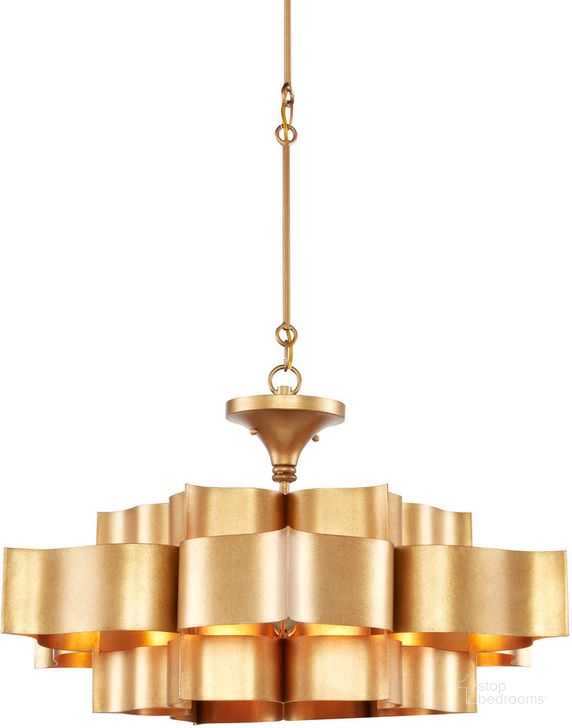 The appearance of Grand Lotus Large Gold Chandelier designed by Currey & Company in the modern / contemporary interior design. This gold piece of furniture  was selected by 1StopBedrooms from Grand Lotus Collection to add a touch of cosiness and style into your home. Sku: 9494. Product Type: Chandelier. Material: Iron. Image1