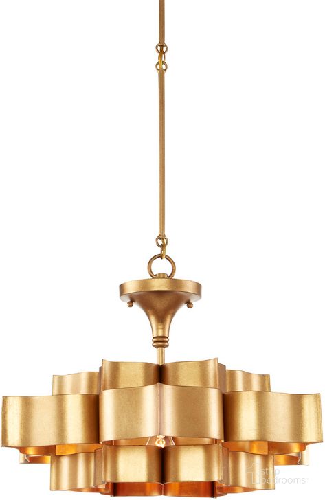 The appearance of Grand Lotus Small Gold Chandelier designed by Currey & Company in the modern / contemporary interior design. This gold piece of furniture  was selected by 1StopBedrooms from Grand Lotus Collection to add a touch of cosiness and style into your home. Sku: 9944. Product Type: Chandelier. Material: Iron. Image1