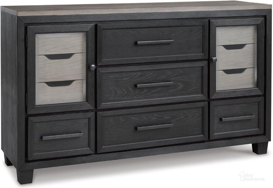 The appearance of Grande Prairie Black/Brown Dresser designed by Luxe Linea in the modern / contemporary interior design. This black/brown piece of furniture  was selected by 1StopBedrooms from Grande Prairie Collection to add a touch of cosiness and style into your home. Sku: B989-31. Material: Wood. Product Type: Dresser. Image1