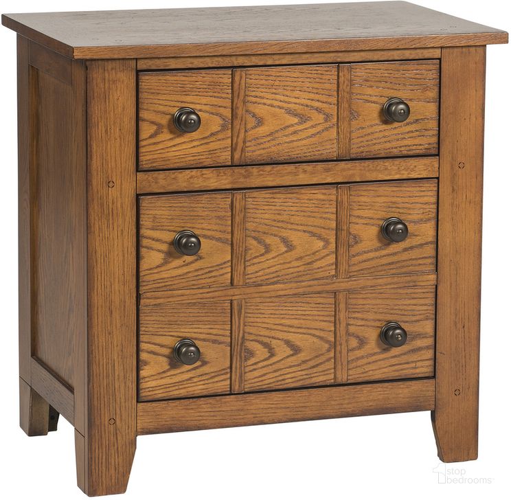 The appearance of Grandpa's Cabin Aged Oak Drawer Nightstand designed by Liberty in the rustic / southwestern interior design. This brown piece of furniture  was selected by 1StopBedrooms from Grandpas Collection to add a touch of cosiness and style into your home. Sku: 175-BR61. Material: Wood. Product Type: Nightstand. Image1