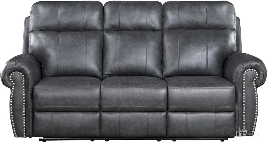 The appearance of Granville Power Double Reclining Sofa In Gray designed by Homelegance in the traditional interior design. This gray piece of furniture  was selected by 1StopBedrooms from Granville Collection to add a touch of cosiness and style into your home. Sku: 9488GY-3PW. Material: Faux Leather. Product Type: Reclining Sofa. Image1