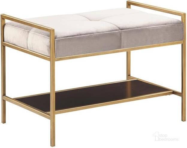 The appearance of Gray And Brass Bench designed by Coaster in the modern / contemporary interior design. This gray piece of furniture  was selected by 1StopBedrooms from  to add a touch of cosiness and style into your home. Sku: 223116. Product Type: Bench. Material: MDF. Image1