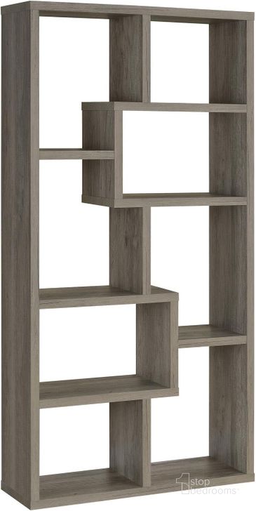 The appearance of Gray Driftwood 8 Shelf Bookcase designed by Coaster in the transitional interior design. This gray piece of furniture  was selected by 1StopBedrooms from Gray Collection to add a touch of cosiness and style into your home. Sku: 801137. Material: Wood. Product Type: Standard Bookcase. Image1