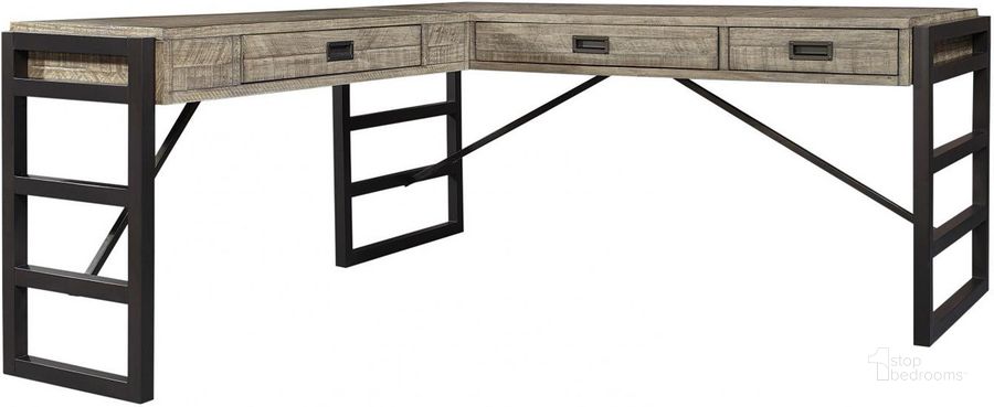 The appearance of Grayson L-Shaped Desk In Grey designed by Aspenhome in the rustic / southwestern interior design. This grey piece of furniture  was selected by 1StopBedrooms from Grayson Collection to add a touch of cosiness and style into your home. Sku: I215-307;I215-308. Material: Wood. Product Type: Desk. Image1