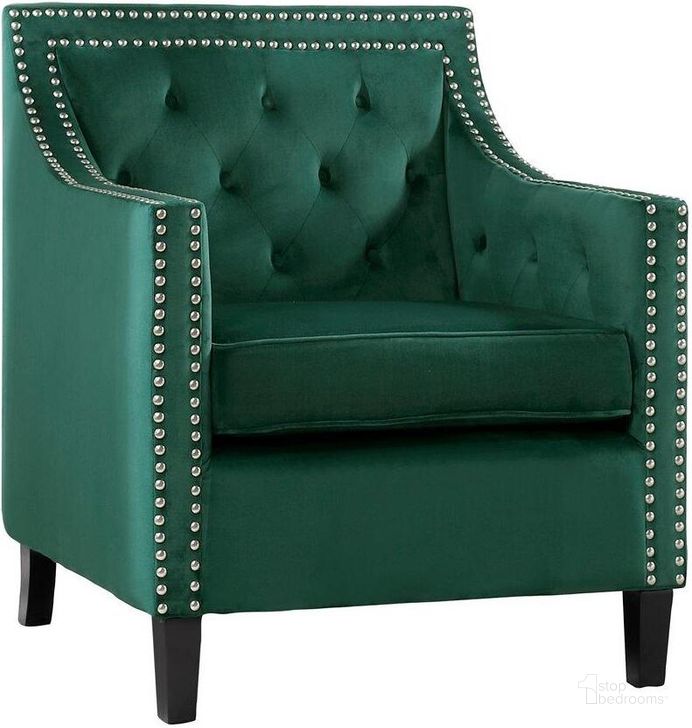 The appearance of Grazioso Light Gray Accent Chair designed by Homelegance in the transitional interior design. This green piece of furniture  was selected by 1StopBedrooms from Grazioso Collection to add a touch of cosiness and style into your home. Sku: 1297FG-1NN. Product Type: Accent Chair. Material: Velvet. Image1