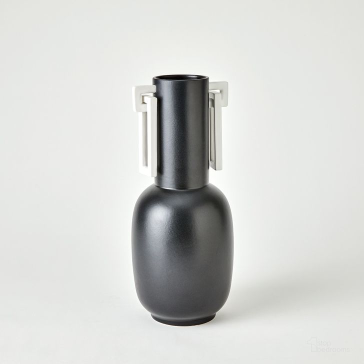 The appearance of Grecian Handled Vase In Matte Black designed by Global Views in the modern / contemporary interior design. This black piece of furniture  was selected by 1StopBedrooms from Grecian Collection to add a touch of cosiness and style into your home. Sku: 1.10909. Material: Ceramic. Product Type: Vase. Image1